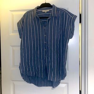 Blue and White button down. Dolman sleeve